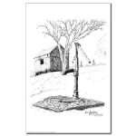 Old Country Waterpump and Shed Pen and Ink 11 X 17 Poster/Print by NANCE